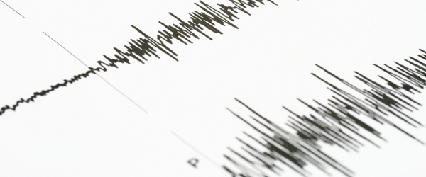 A seismograph showing the seismic waves of an earthquake