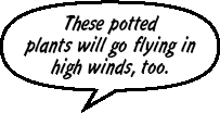 SONNY'S DAD: Those potted plants will go flying in high winds, too. 