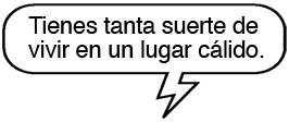 MENSAJE DE TEXTO ENVIADO DE RAINA: Tienes tanta suerte de vivir en un lugar cálido.