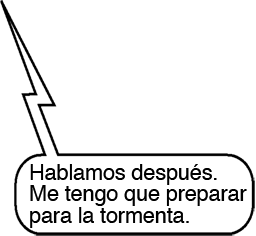 MENSAJE DE MENSAJE DE TEXTO DE RAINA: Hablamos después. Me tengo que preparar para la tormenta.