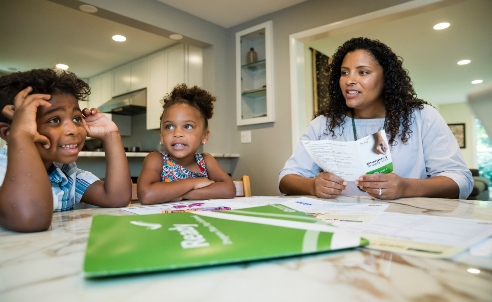 Mother talking about preparedness planning with her children