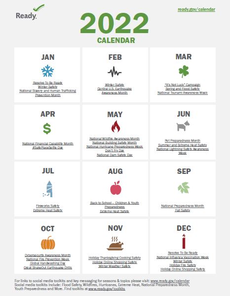 Fema Training Schedule 2022 2022 Preparedness Calendar | Ready.gov
