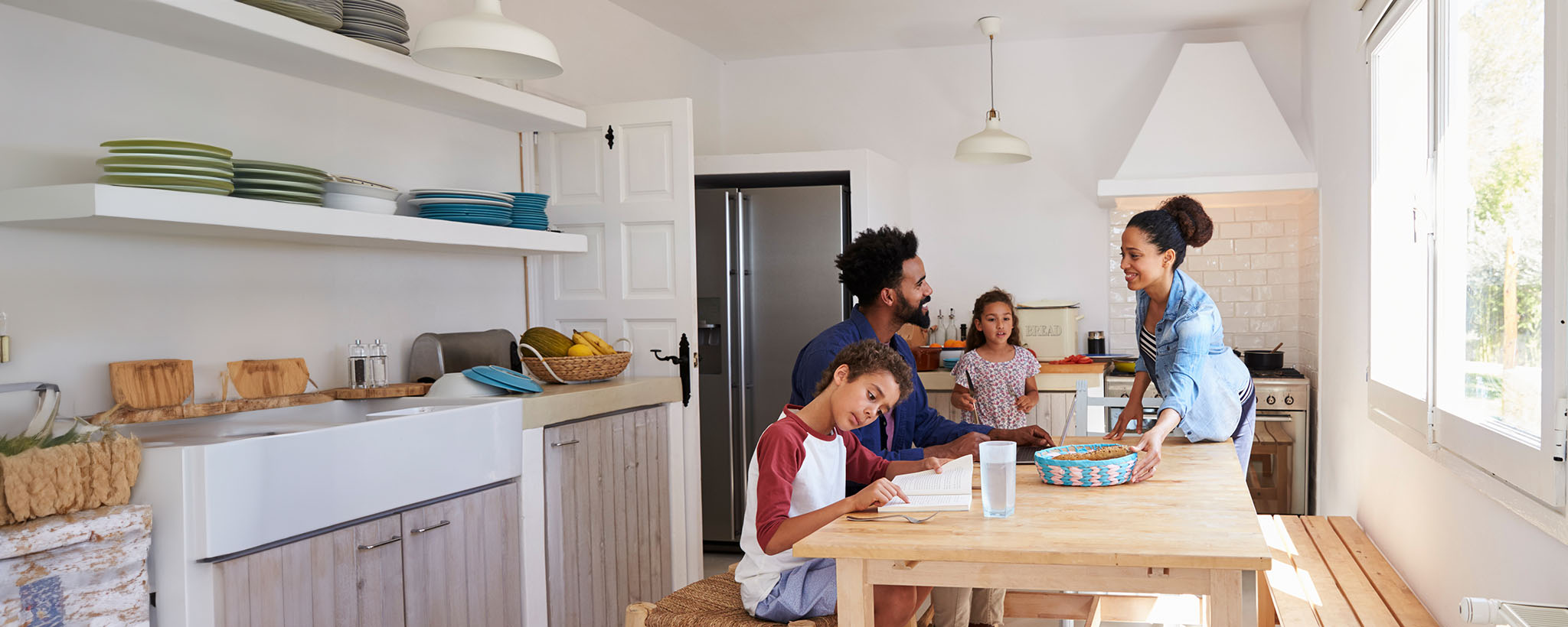 A family at the kitchen table