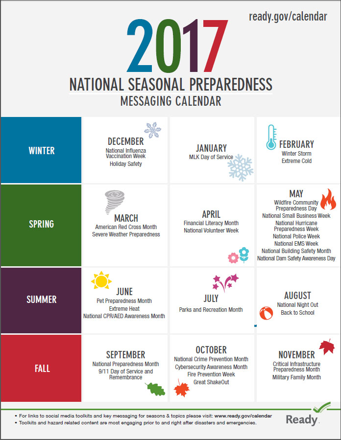 Ready.gov 2017 Preparedness Calendar