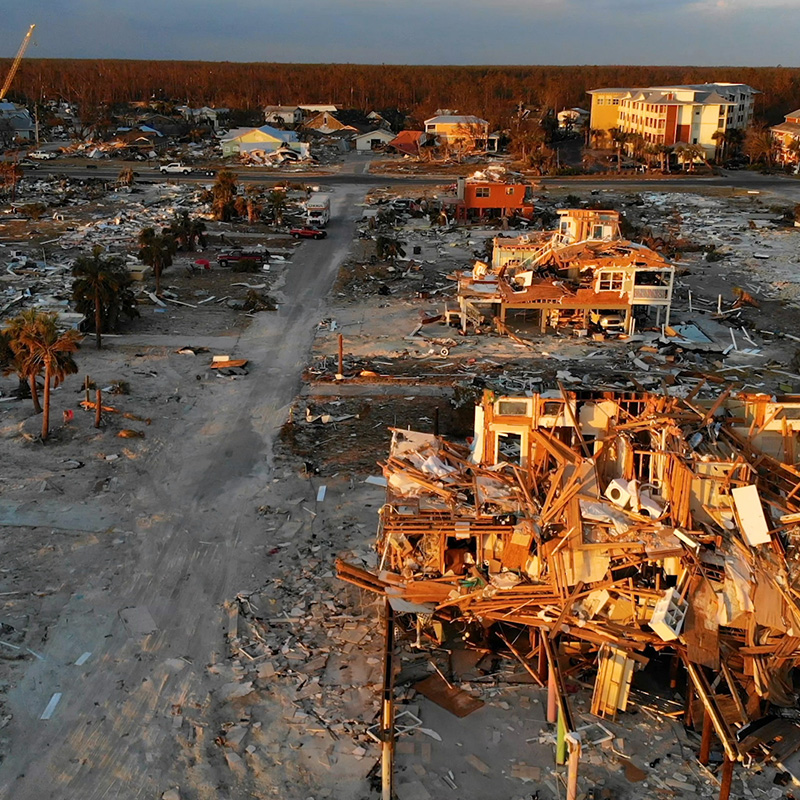 A neighborhood decimated by storm surge