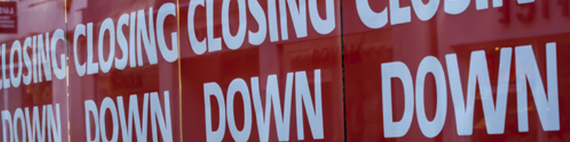 January 16th, 1999. A big, red poster displaying bold, white text reads: Closing Down Sale.