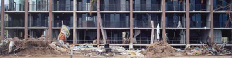 September 11th, 1992. A damaged hotel from the hurricane.