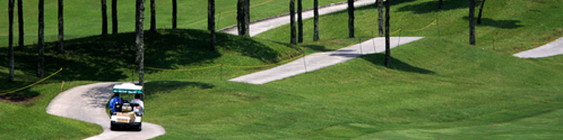 August 27th, 2011. A person driving a golf court along the course. August 27th, 2011. A person driving a golf court along the course.