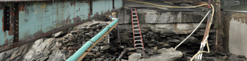 August 28th, 2011. A collapsed bridge over flooded waters. August 28th, 2011. A collapsed bridge over flooded waters.