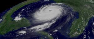 Hurricane in the Gulf of Mexico seen from space.