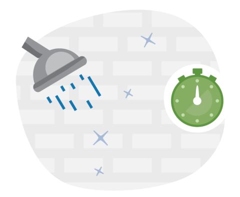 Illustration of a shower and a stop watch 