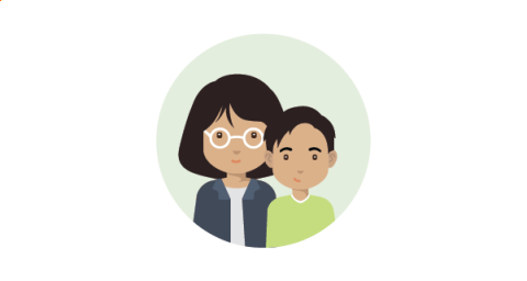 Illustration of a boy and mom