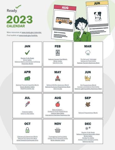 Thumbnail image of the 2023 Ready Preparedness Calendar