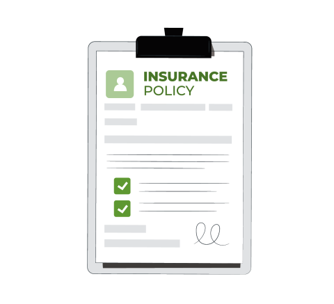 Graphic of an insurance policy paper on a clip board