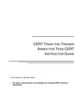 CERT Train-the-Trainer Teen CERT Annex Instructor Guide