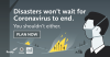 A man wearing a mask watching a wildfire. Disasters won't wait for coronavirus to end. You shouldn't either. Plan now.