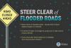 A road sign says road closed ahead. Steer Clear of Flooded Roads  Never drive through flooded roads - almost half of flood deaths happen in vehicles.  6 inches of water is enough to cause you to lose control of your vehicle  If you encounter flood waters on a roadway, Turn Around, Don't Drown.