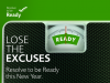 A scale with the dial on Ready. Text reads: Lose the excuses. Resolve to be Ready this New Year.