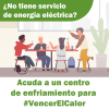 Ilustración de gente comiendo en una cafetería con aire acondicionado. ¿Ninguna energía? Dirígete a un centro de refrigeración local para #BeatTheHeat 