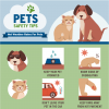 Illustration of a cat and a dog. Pet Safety Tips. Hot Weather rules for Pets. Keep your pet hydrated, don't leave your pet in the car, keep paws away from hot pavement, know signs of overheating.