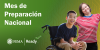 Imagen de un niño en silla de ruedas y una niña con síndrome de down. Mes Nacional de Preparación.