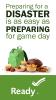 Picture of an emergency prepardness kit, a football and snacks. Preparing for a disaster is as easy as preparing for game day.