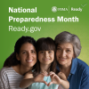 Three generations of women in a family stand together. National Preparedness Month. 