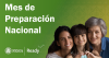 Tres generaciones de mujeres en una familia están juntas. Mes Nacional de Preparación.