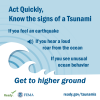 Act Quickly, Know the signs of a Tsunami. If you feel an earthquake If you hear a loud roar from the ocean If you see unusual ocean behavior - Get to higher groundready.gov/tsunamis 