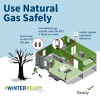 Use Natural Gas Safely. Know how to shut off the gas. Immediately go outside and call 911 if there is a leak. Install carbon monoxide detectors. 
