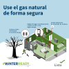 Use el gas natural de forma Segura. Conozca cómo interrumpir el servicio de gas. Salga del lugar inmediatamente y llame al 911 si hay algún escape. Instale detectores de monóxido de carbono