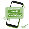  graphic image of a cell phone. Text reads: during an emergency listen to local officials.